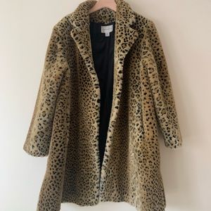 Worthington faux fur leopard coat three fasteners size XL